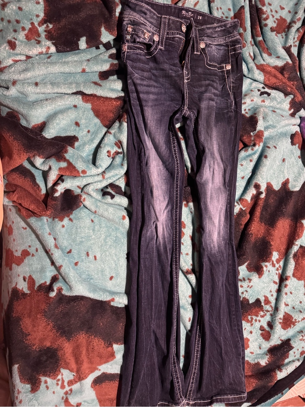 Miss Me Women's Dark Wash Bootcut Jeans - Navy/Black
